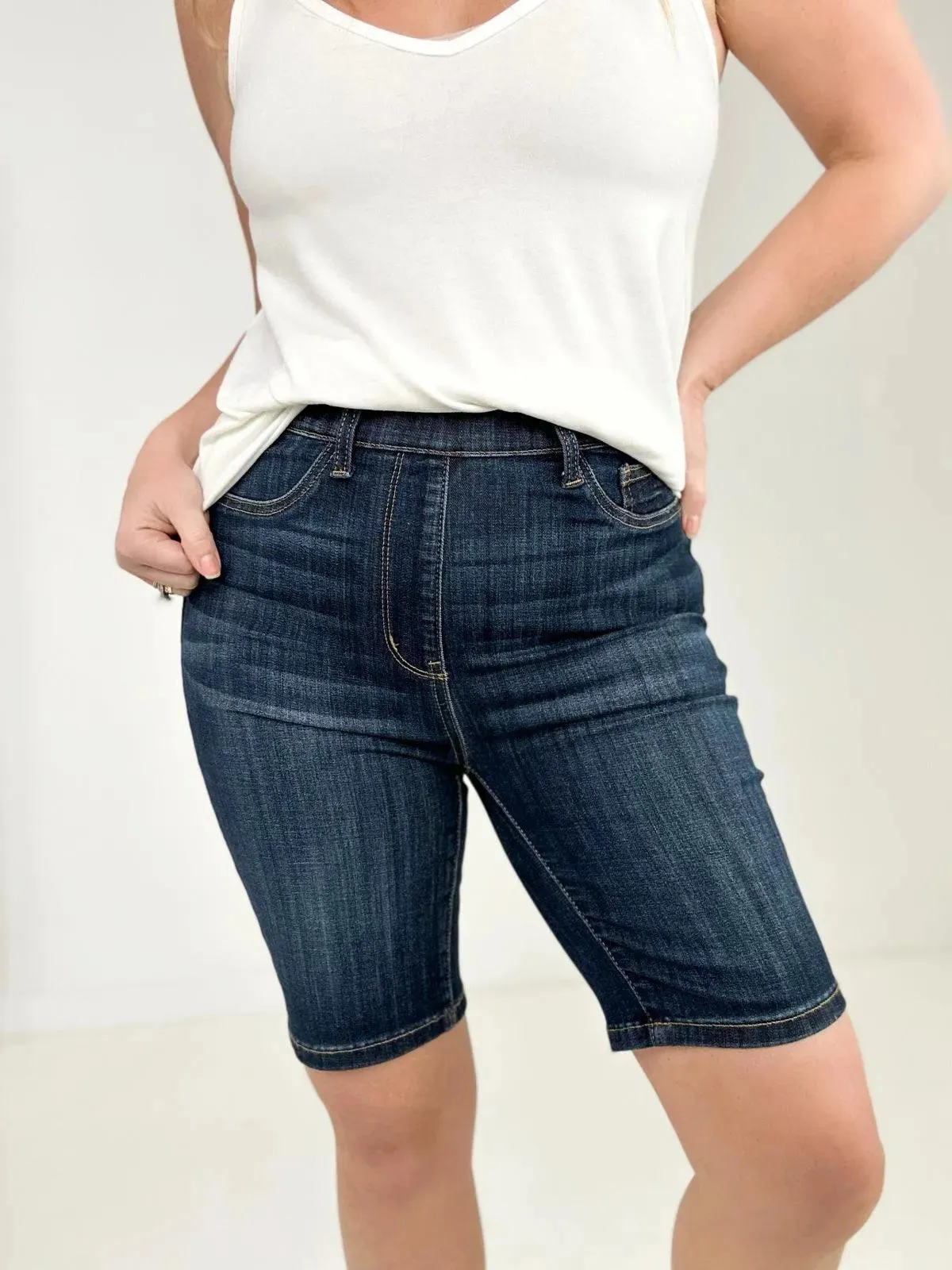 Judy Blue "Marley" High Waist Pull On Bermuda Shorts