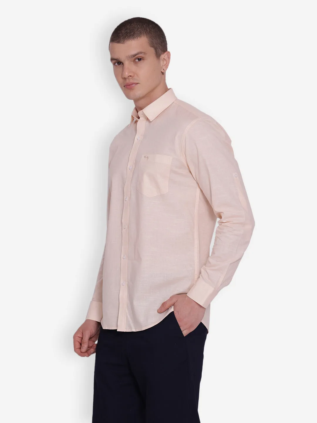 JUMP USA Men Pink Solid Cotton Casual Shirts