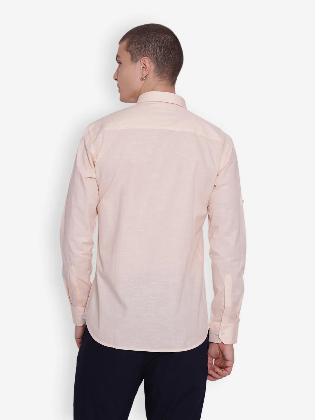 JUMP USA Men Pink Solid Cotton Casual Shirts