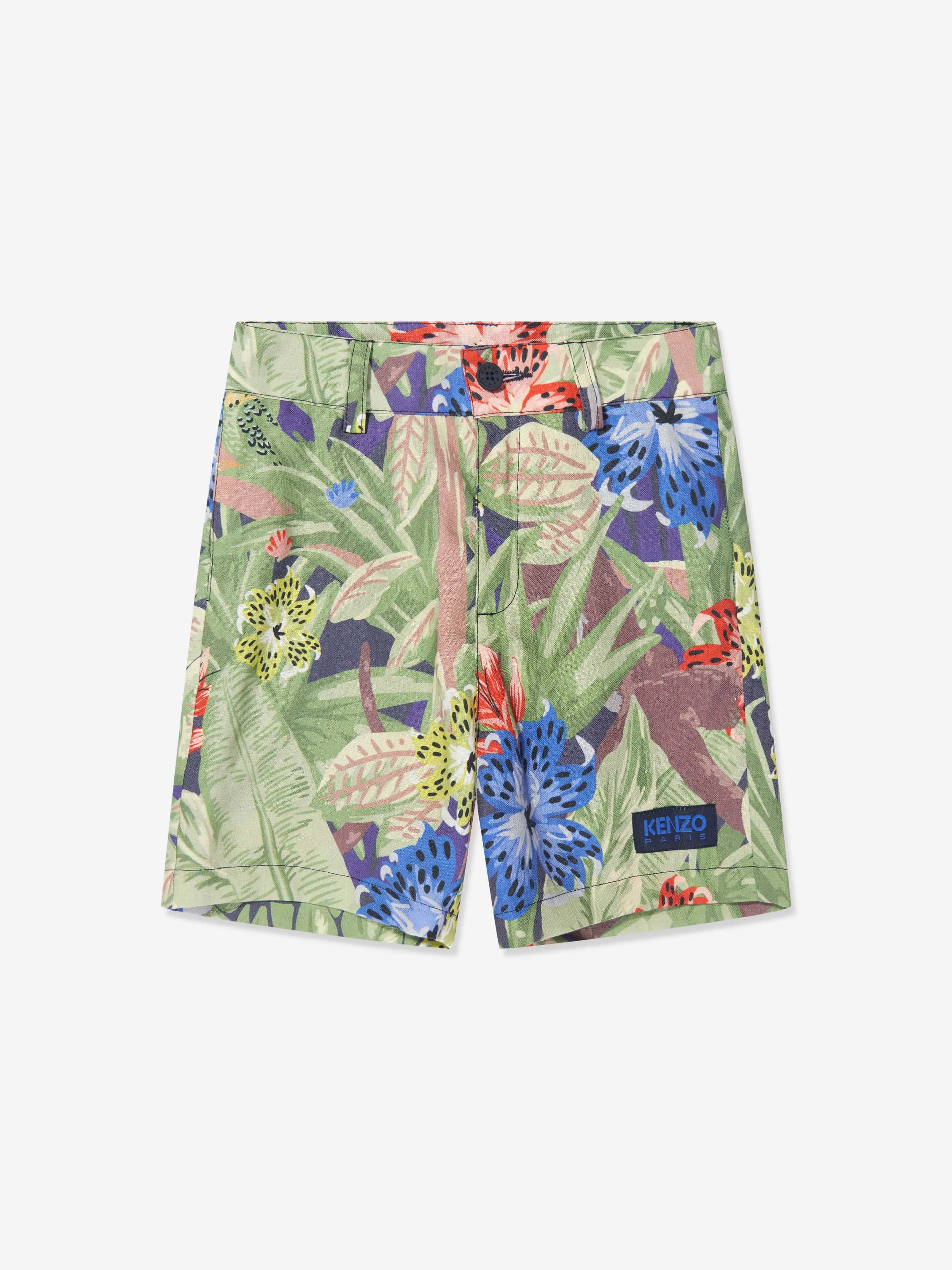 KENZO Boys Tropical Bermuda Shorts in Navy