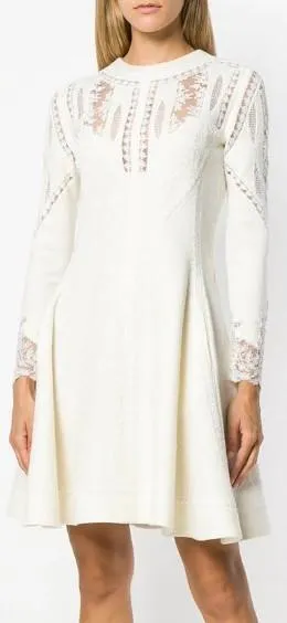 Lace-Paneled Wool Blend Dress