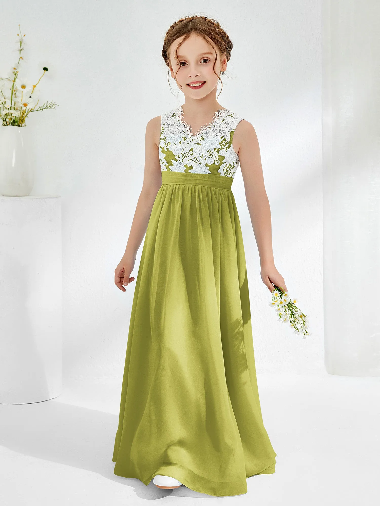 Lace Top Junior Bridesmaid Dresses Clover