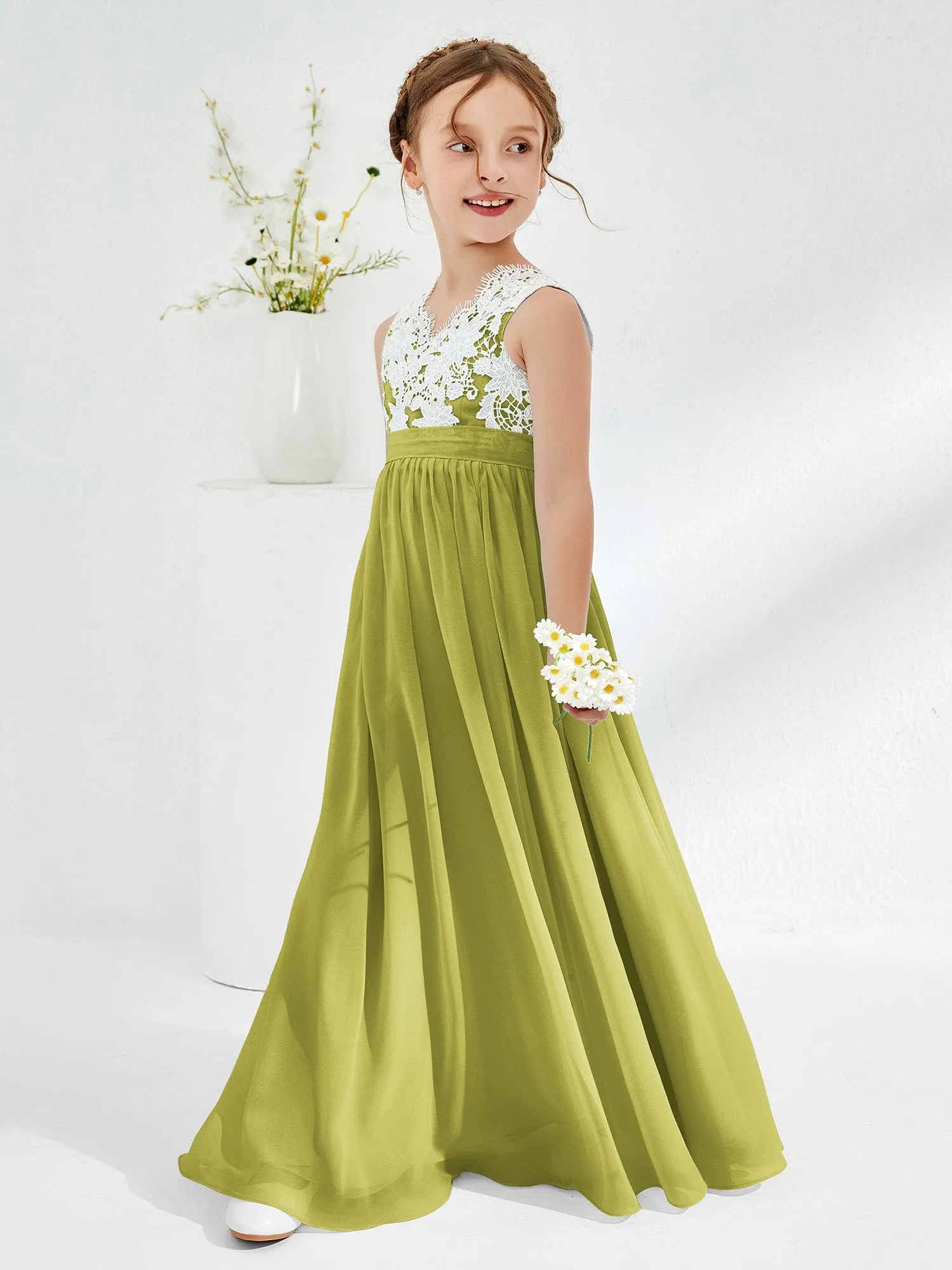 Lace Top Junior Bridesmaid Dresses Clover