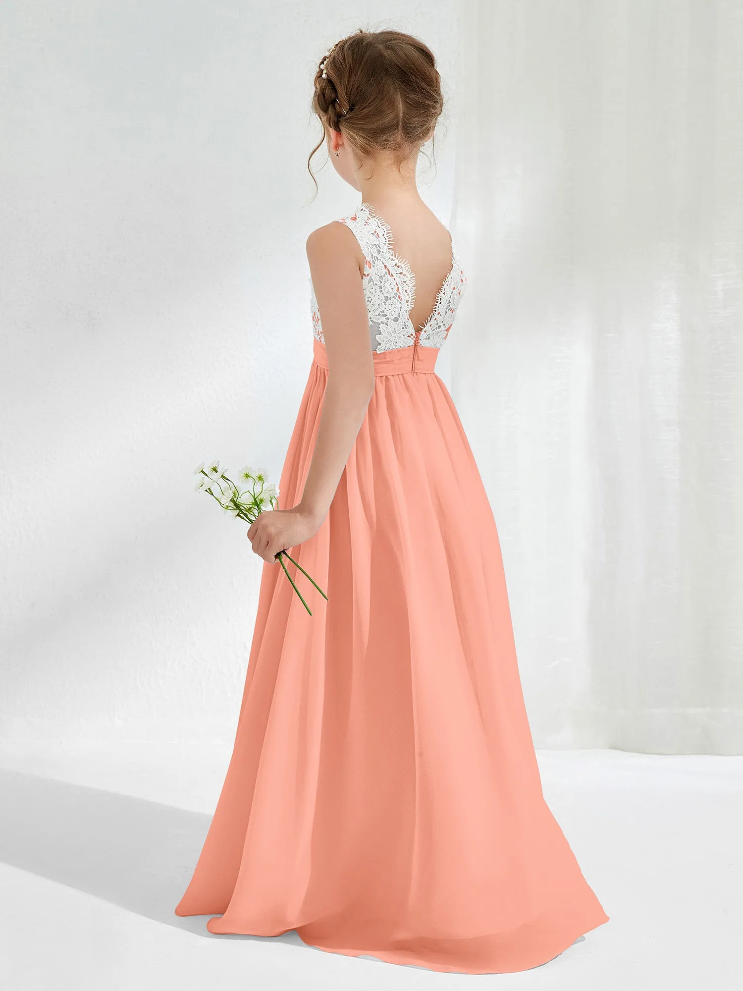 Lace Top Junior Bridesmaid Dresses Papaya