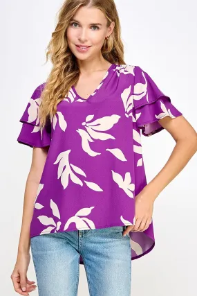 Lavender flutter sleeve top