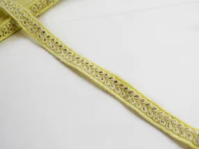 Lemon Yellow Thread & Zari Embroidered Border