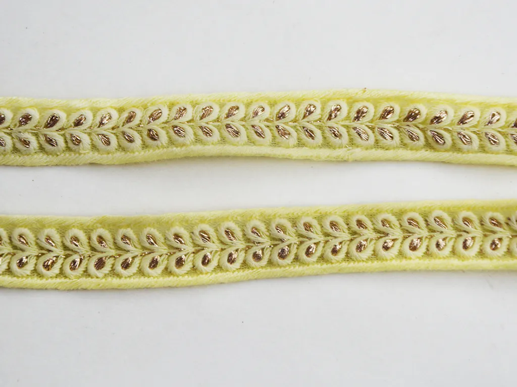 Lemon Yellow Thread & Zari Embroidered Border