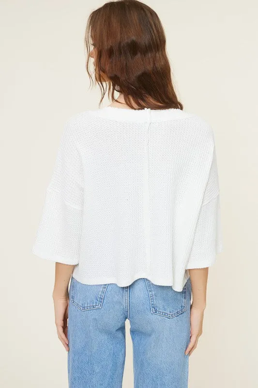 Libby V-Neck Cropped Waffle Top