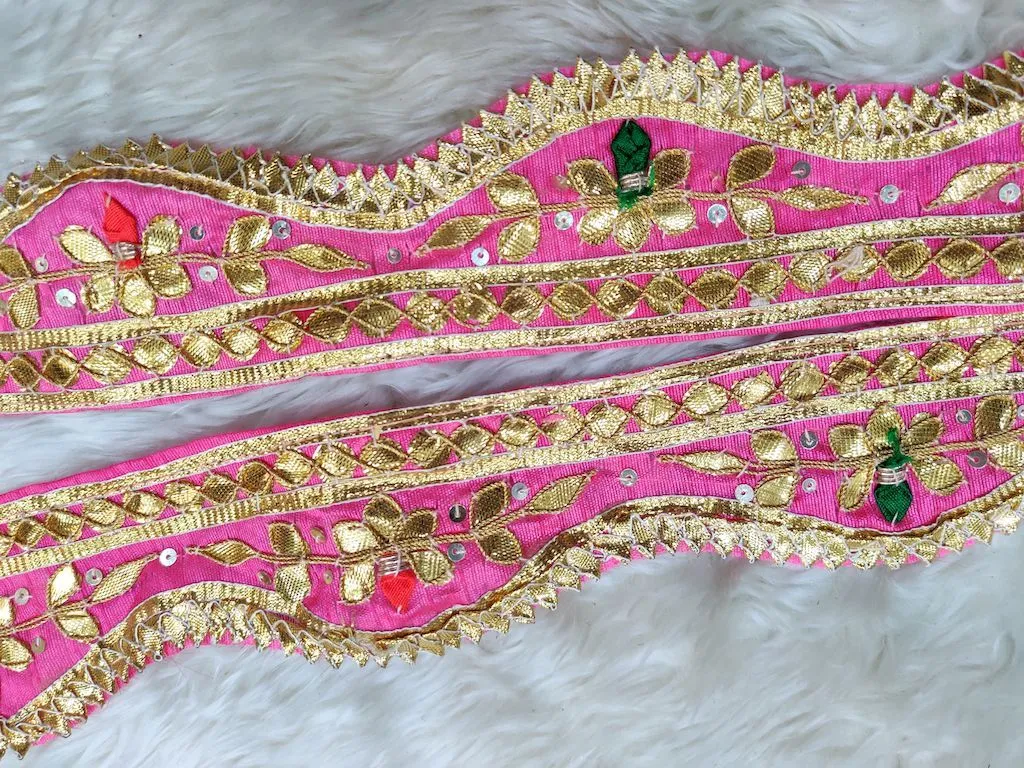 Light Pink Traditional Gota Work Embroidered Border