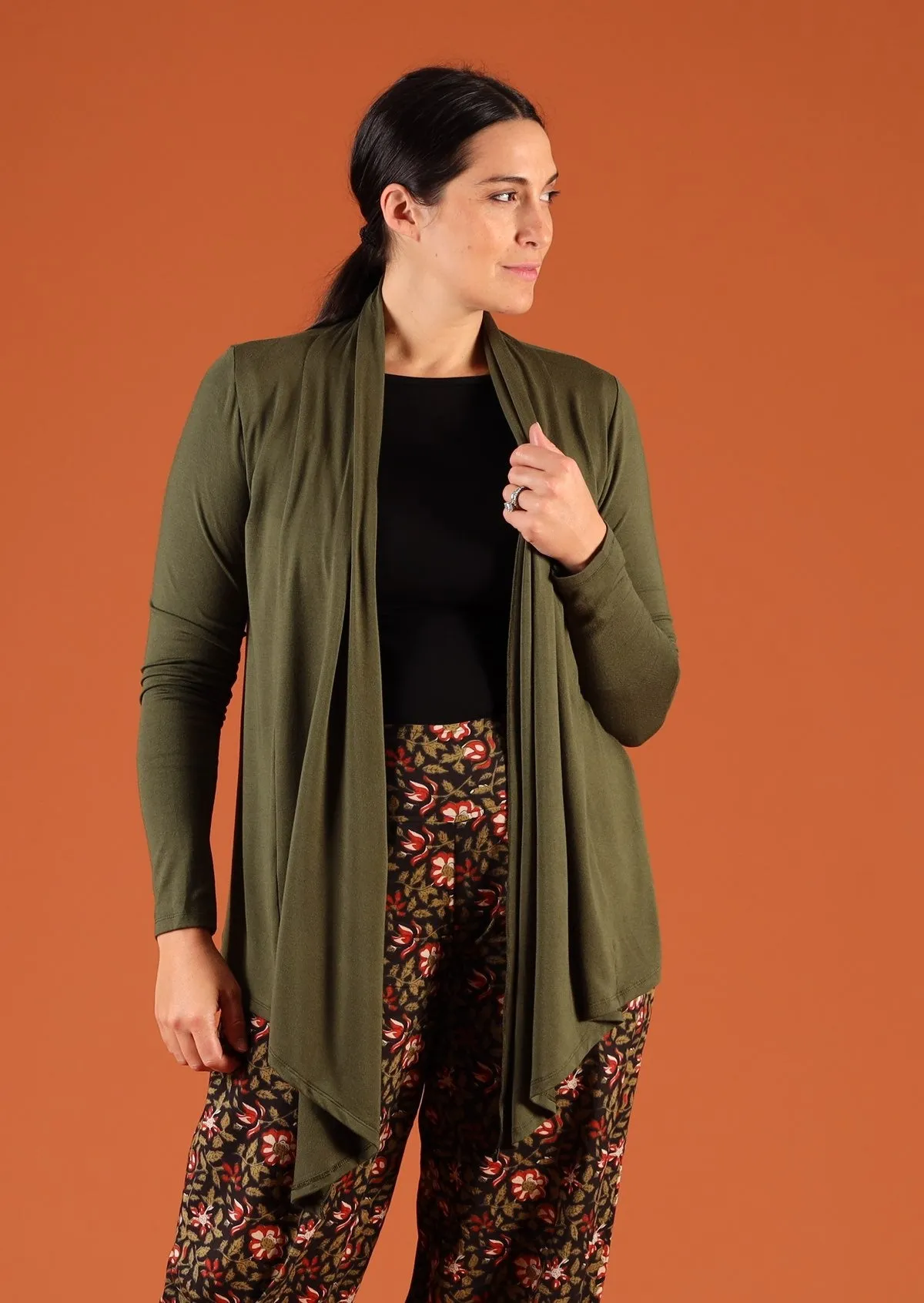 Long Sleeve Stretch Cardi Olive