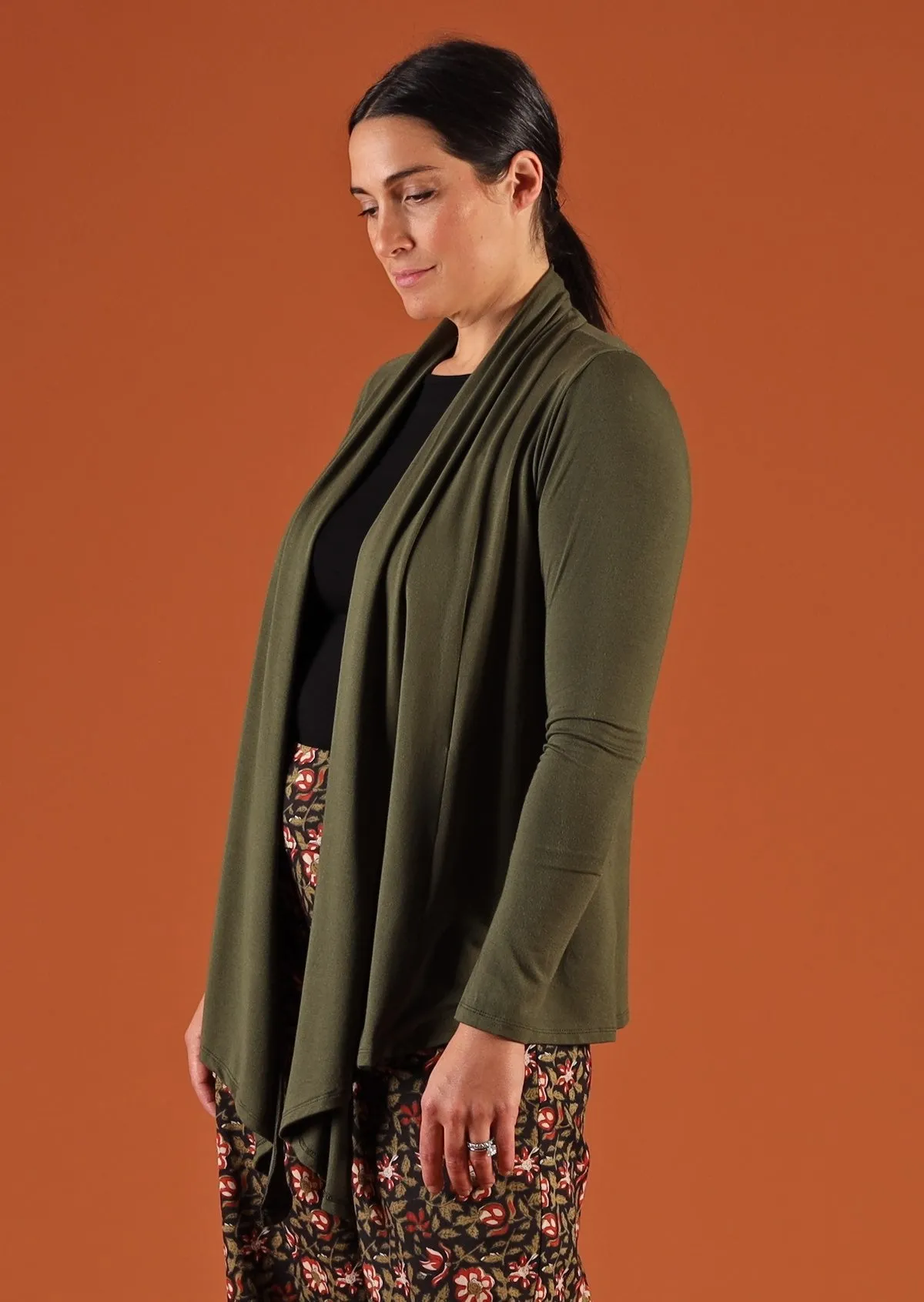 Long Sleeve Stretch Cardi Olive