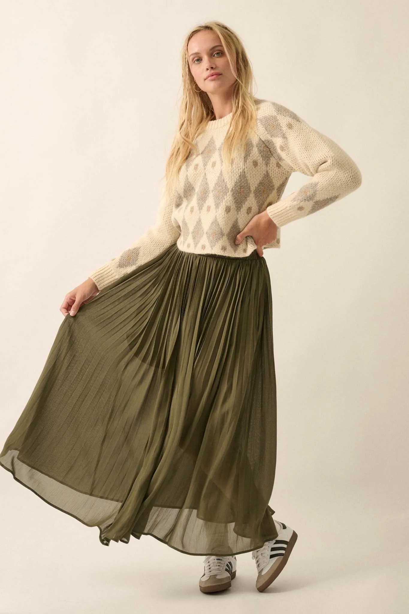 Long Time Coming Accordion Pleated Maxi Skirt