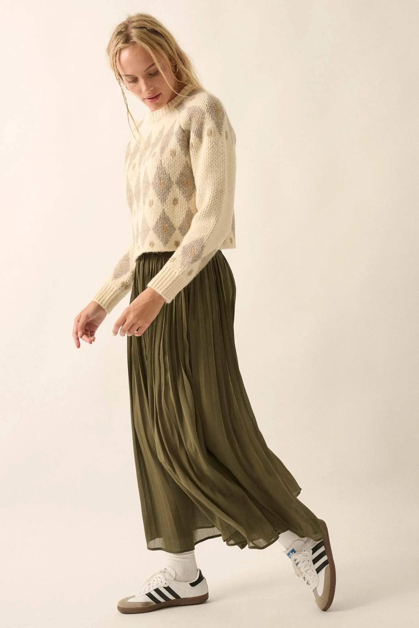 Long Time Coming Accordion Pleated Maxi Skirt