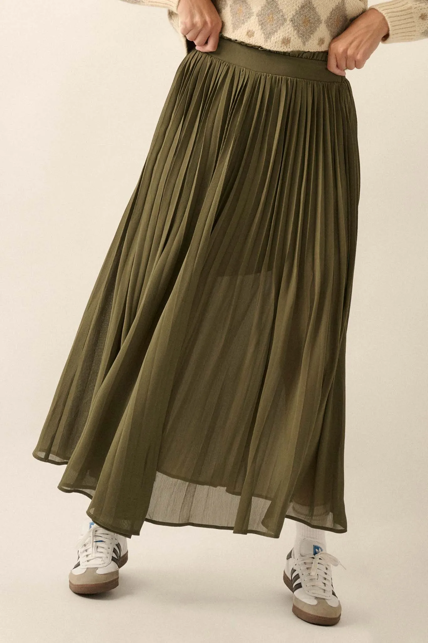 Long Time Coming Accordion Pleated Maxi Skirt