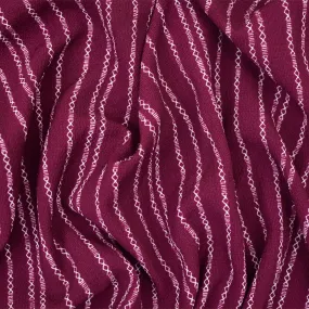 Magenta-White Mini Aztec Stripe Pattern Printed Poly Crepe Georgette Fabric