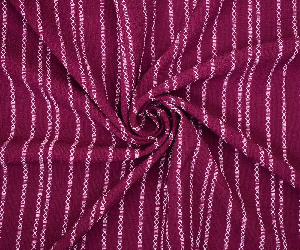 Magenta-White Mini Aztec Stripe Pattern Printed Poly Crepe Georgette Fabric