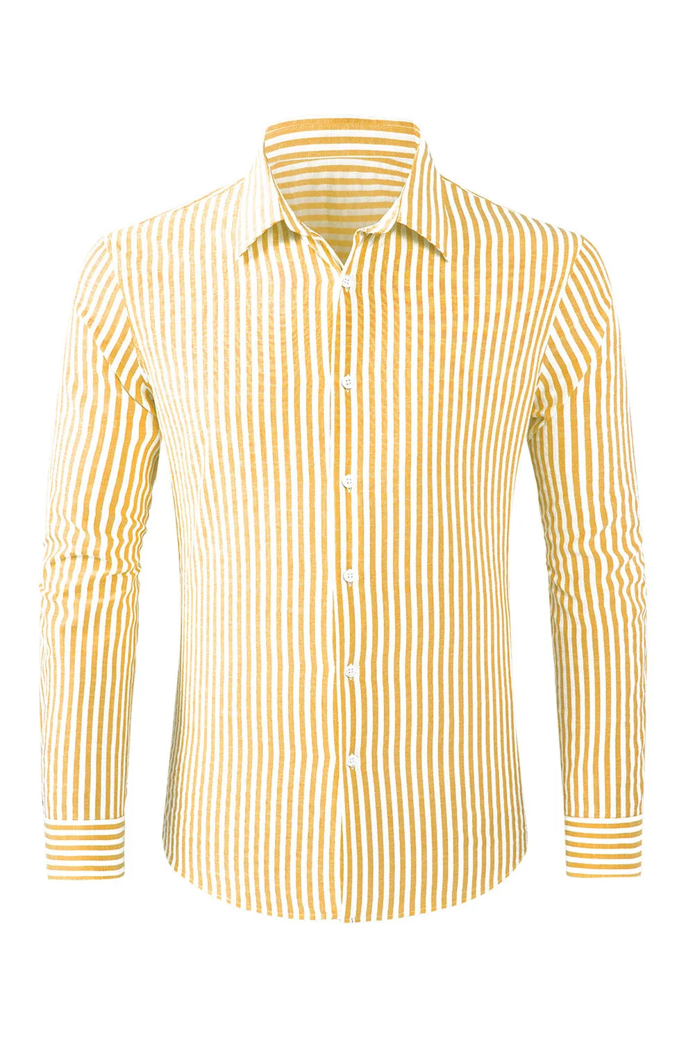 Men's Casual Striped Button Down Shirts Long Sleeve Slim Fit Dress Shirts Untucked Shirts