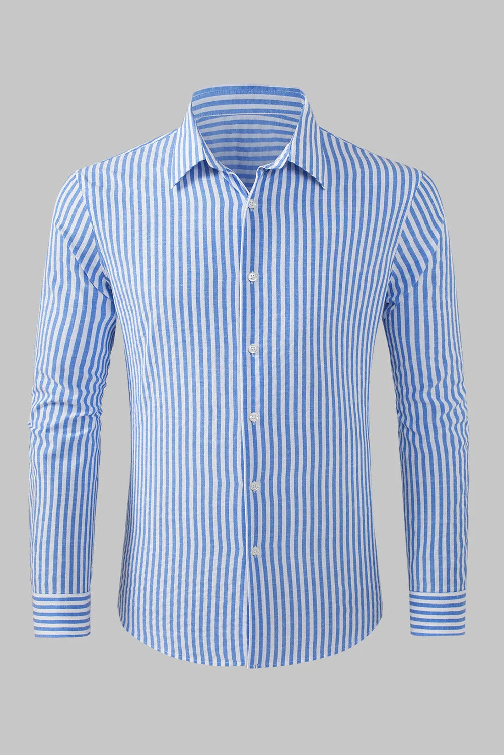 Men's Casual Striped Button Down Shirts Long Sleeve Slim Fit Dress Shirts Untucked Shirts