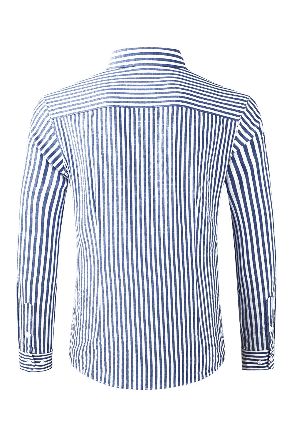 Men's Casual Striped Button Down Shirts Long Sleeve Slim Fit Dress Shirts Untucked Shirts