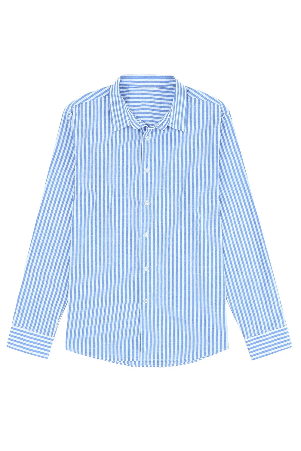 Men's Casual Striped Button Down Shirts Long Sleeve Slim Fit Dress Shirts Untucked Shirts