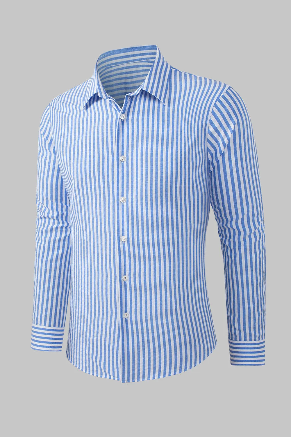 Men's Casual Striped Button Down Shirts Long Sleeve Slim Fit Dress Shirts Untucked Shirts