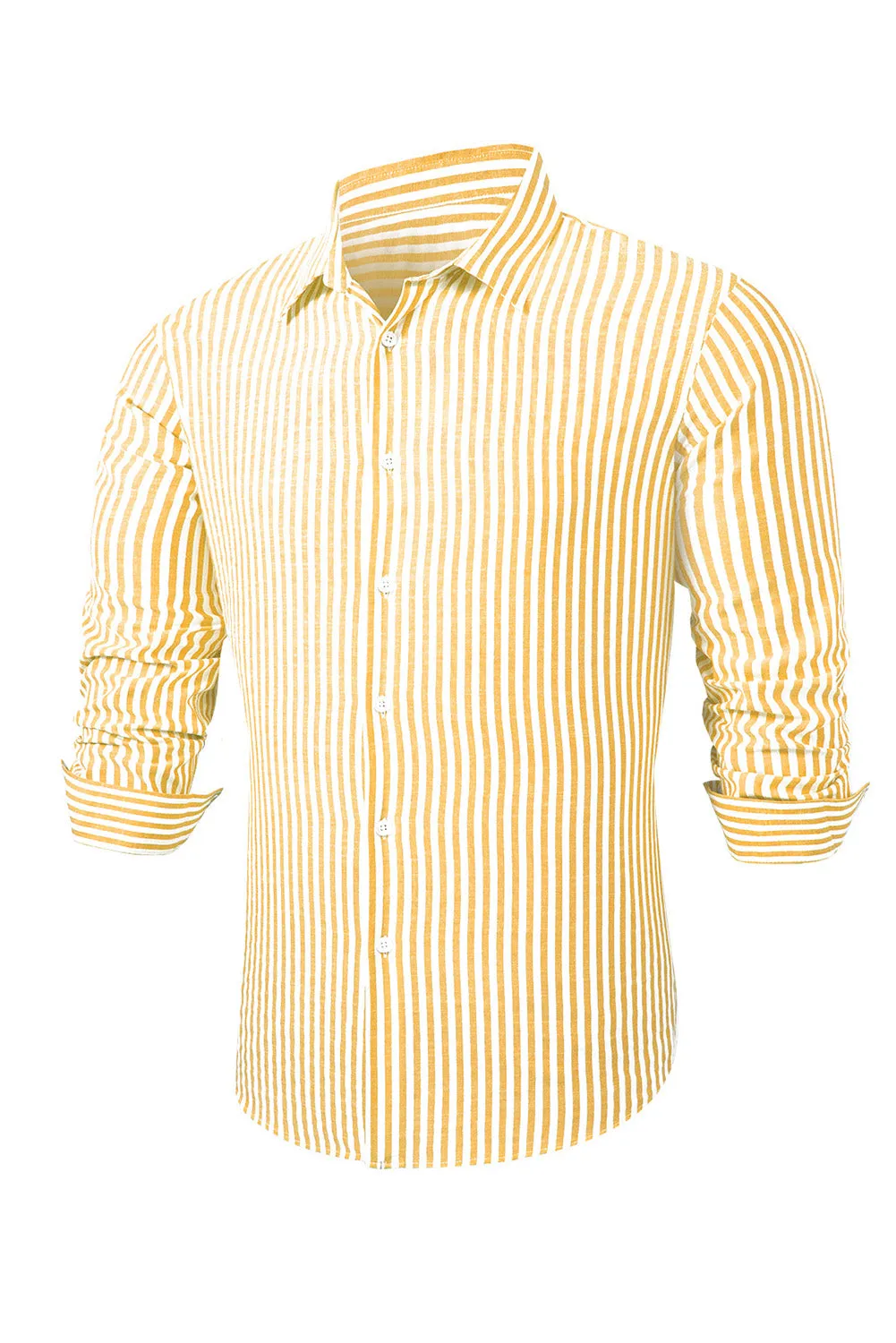 Men's Casual Striped Button Down Shirts Long Sleeve Slim Fit Dress Shirts Untucked Shirts