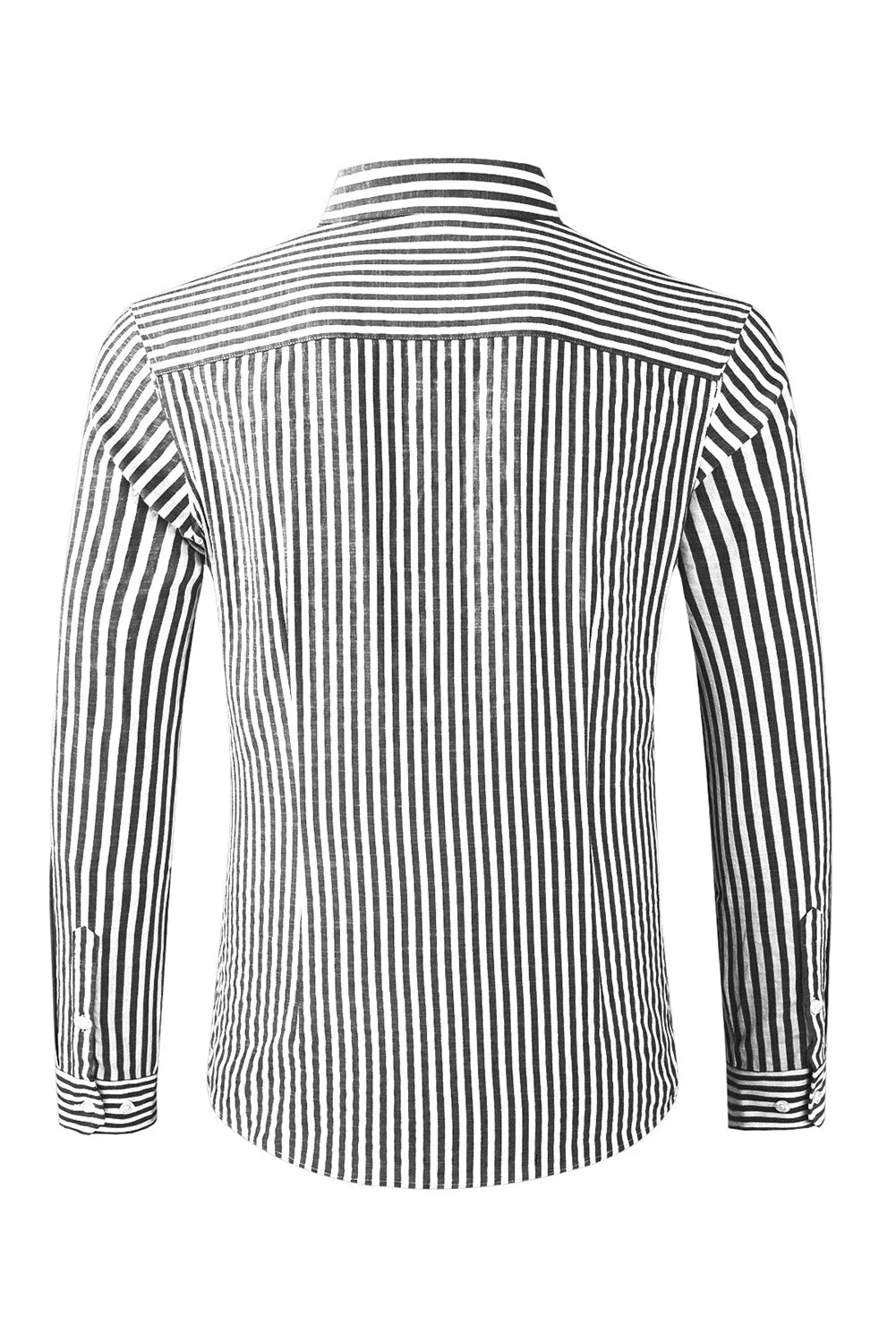 Men's Casual Striped Button Down Shirts Long Sleeve Slim Fit Dress Shirts Untucked Shirts