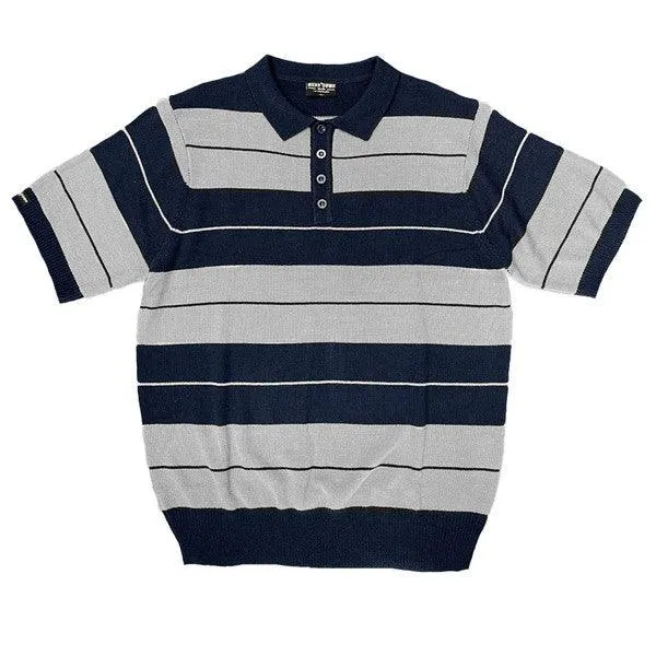 Mens Collared Knit Shirts Short Sleeve Striped Polo