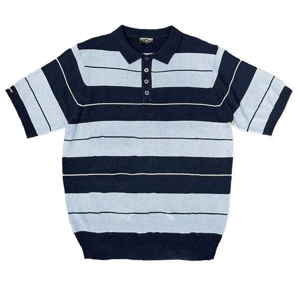 Mens Collared Knit Shirts Short Sleeve Striped Polo