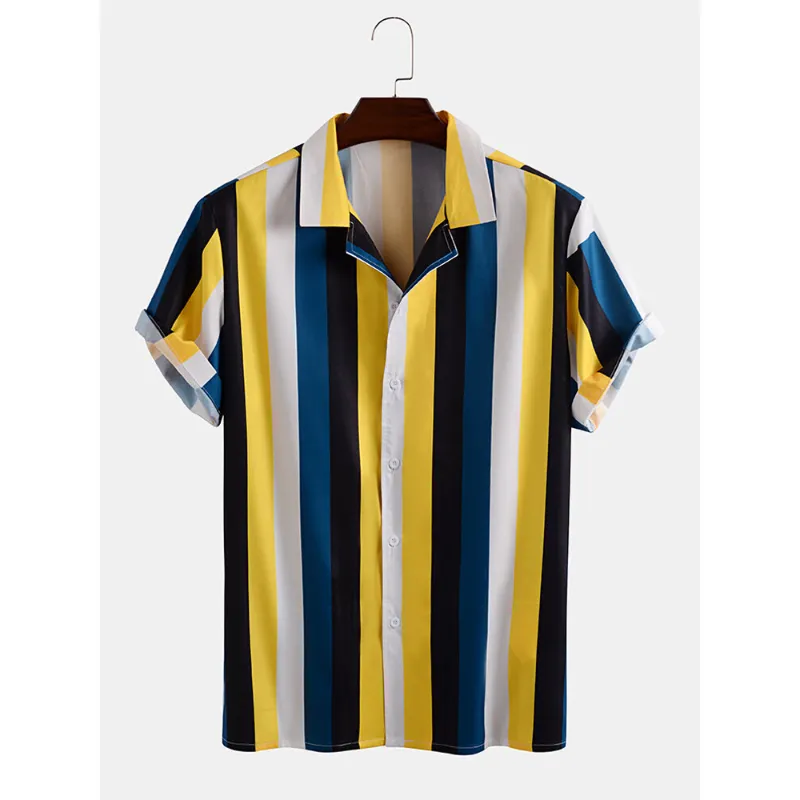 Mens Wide Striped Short Sleeve Shirts