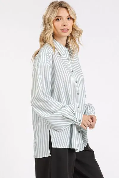 Mittoshop Button Down Striped Long Sleeve Shirt