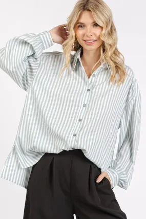 Mittoshop Button Down Striped Long Sleeve Shirt