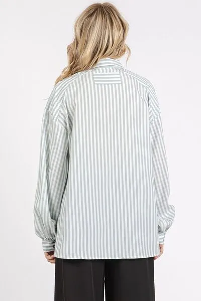 Mittoshop Button Down Striped Long Sleeve Shirt