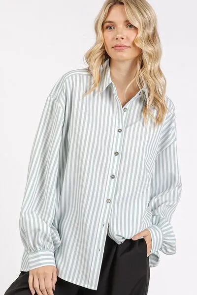 Mittoshop Button Down Striped Long Sleeve Shirt