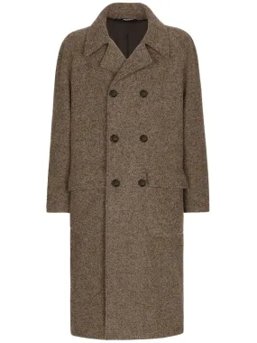 Mélange-Effect Double-Breasted Coat