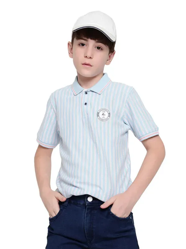 Octave Boys Striped Polo Collar Cotton T-Shirt