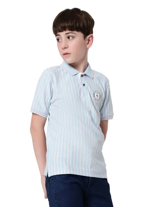 Octave Boys Striped Polo Collar Cotton T-Shirt