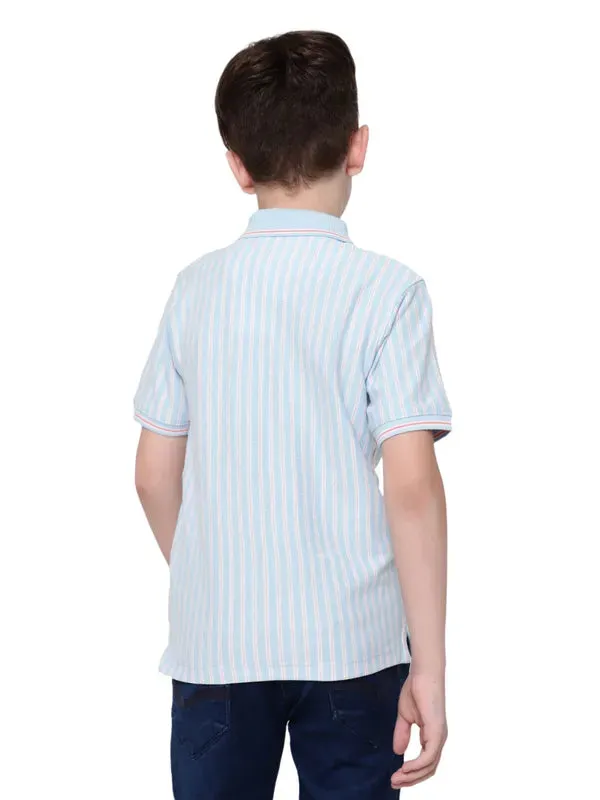 Octave Boys Striped Polo Collar Cotton T-Shirt