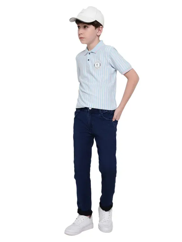 Octave Boys Striped Polo Collar Cotton T-Shirt