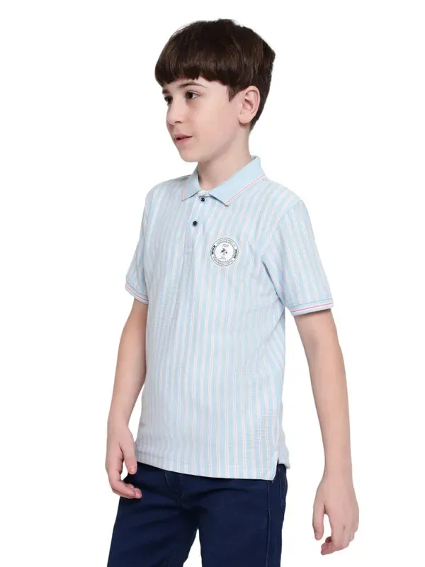 Octave Boys Striped Polo Collar Cotton T-Shirt