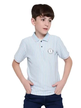 Octave Boys Striped Polo Collar Cotton T-Shirt