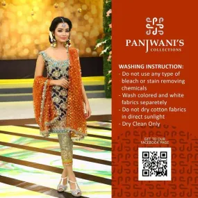 Panjwani Chiffon Dresses - Embroidered Net Dupatta - Replica - Unstitched