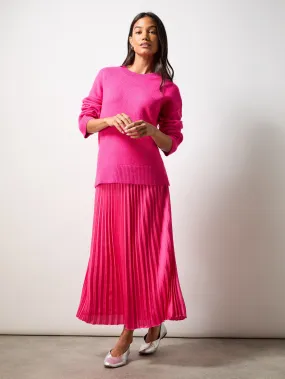 Pink Pleated Midi Skirt