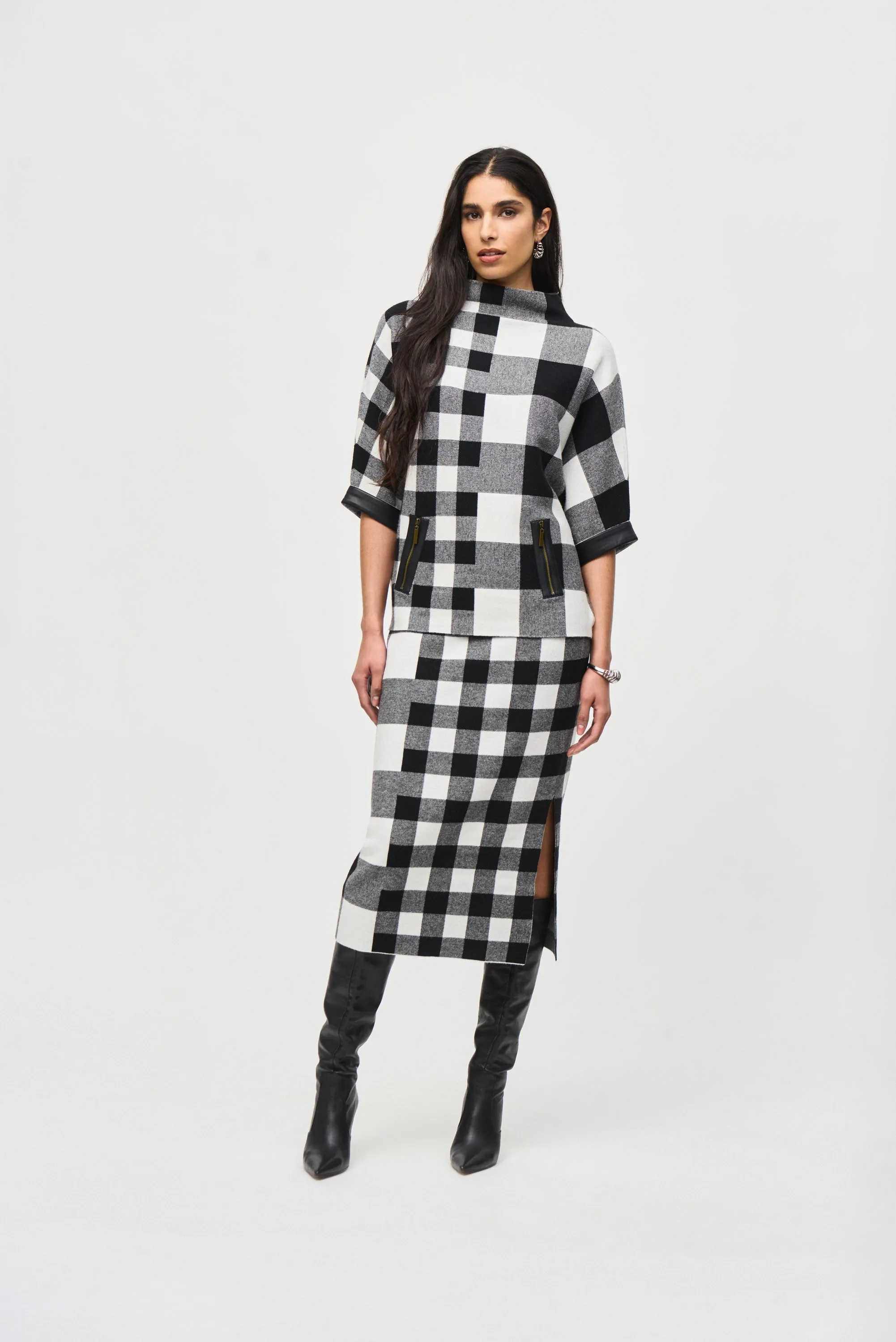 Plaid Jacquard Knit Skirt