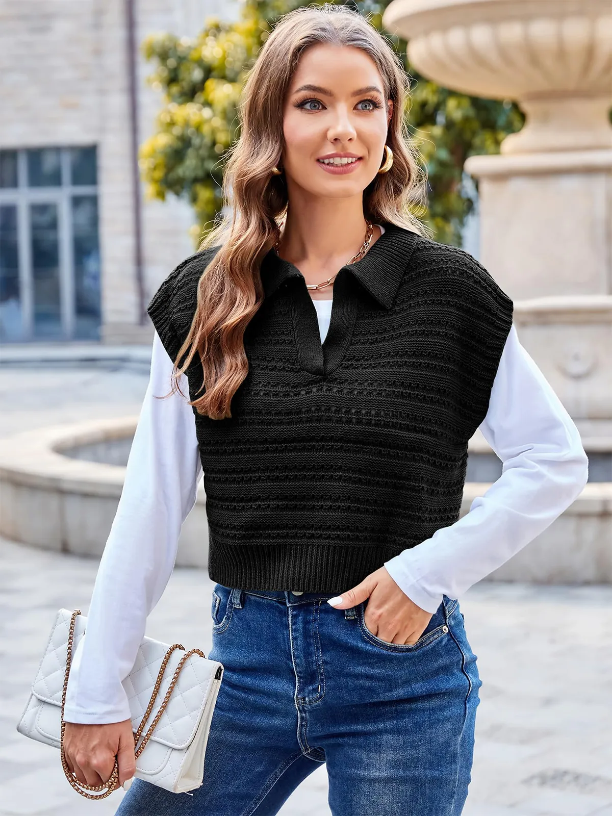 Polo Sleeveless V-Neck Knit Sweater