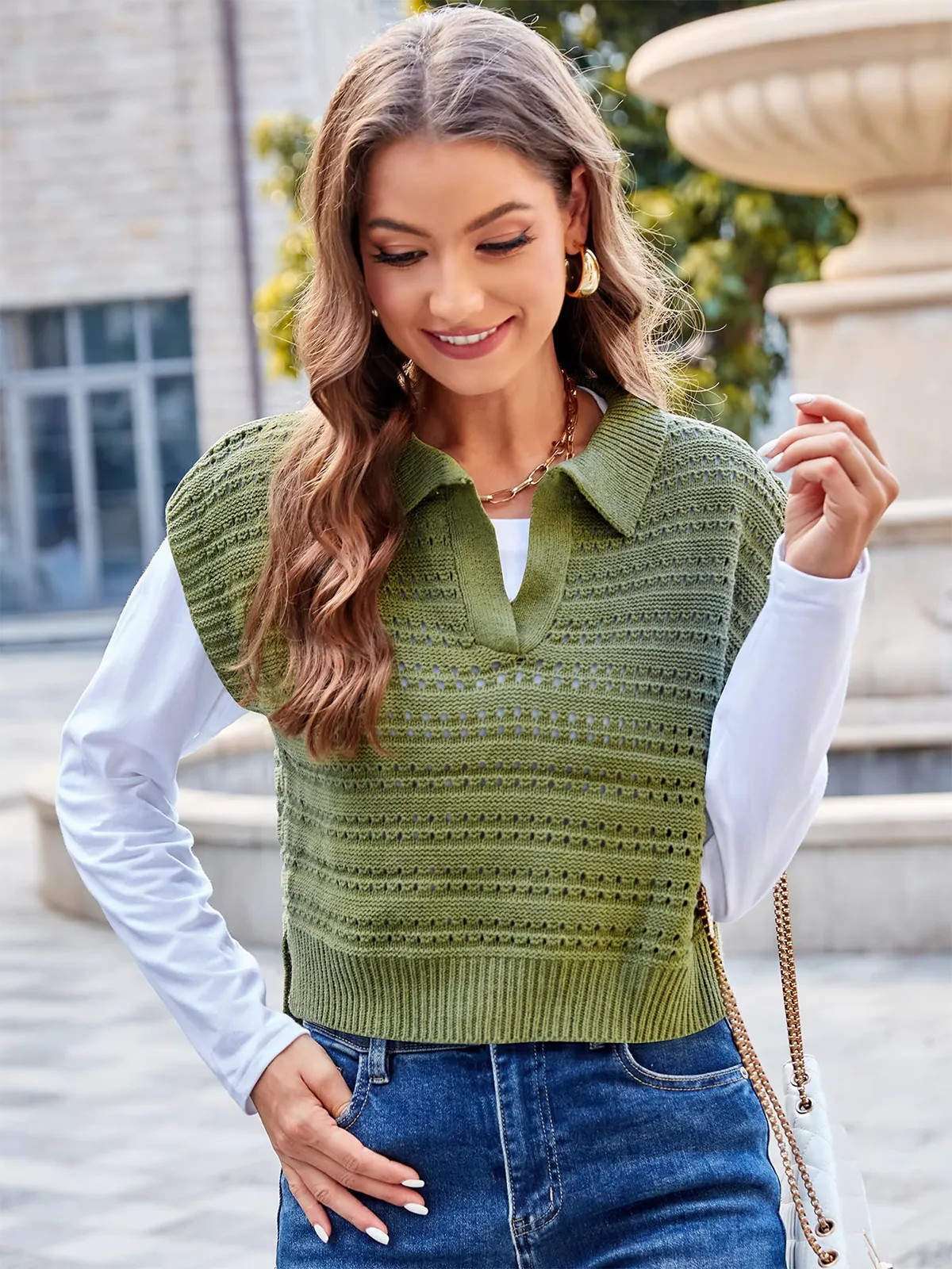 Polo Sleeveless V-Neck Knit Sweater