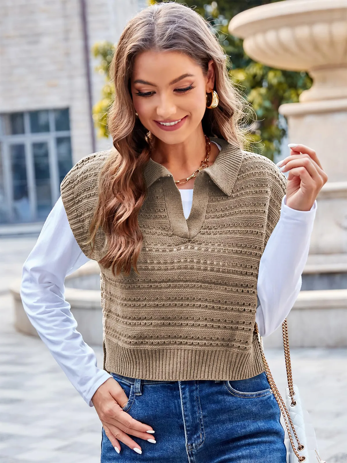 Polo Sleeveless V-Neck Knit Sweater