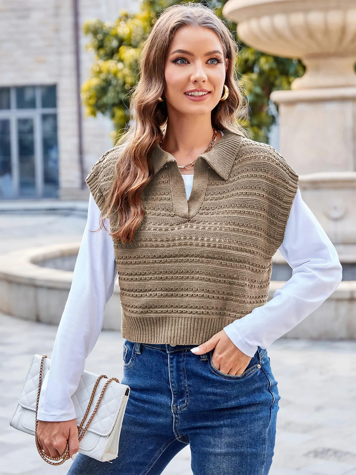 Polo Sleeveless V-Neck Knit Sweater