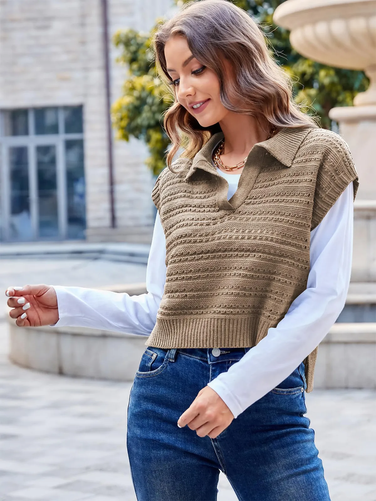 Polo Sleeveless V-Neck Knit Sweater