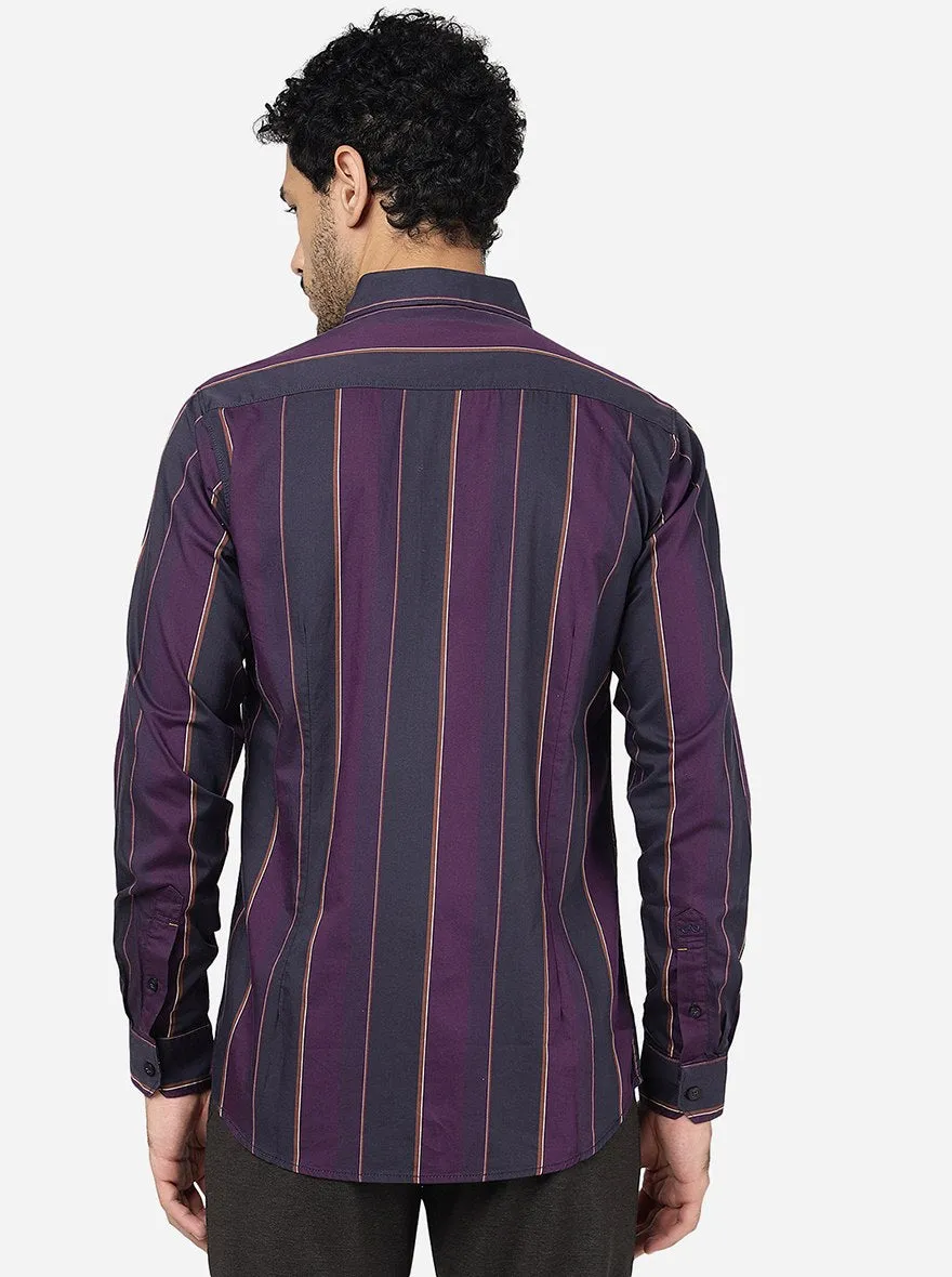 Purple Striped Slim Fit Casual Shirt | JadeBlue